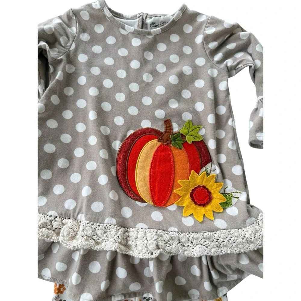 Rare Editions Girls 5‎ Fall Pumpkins Holiday 2pc Outfit Shirt Leggings Set